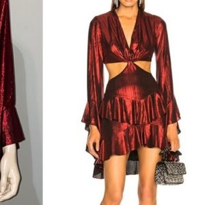 NWOT Retrofete Red Metallic Lame Mini Dress